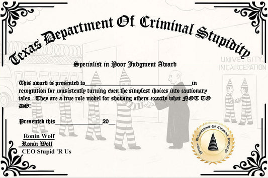 Specialist in Poor Judgment Award Certificate